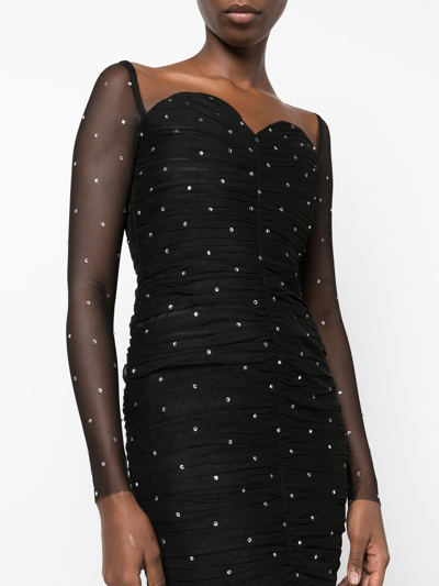 Anouki Black Sequinned Velvet Midi Dress In Schwarz