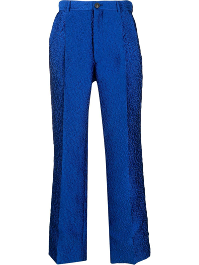 Shop Koché Satin-effect Jacquard Trousers In Blau