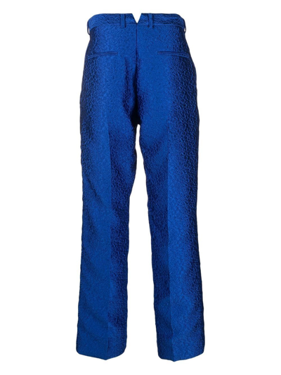 Shop Koché Satin-effect Jacquard Trousers In Blau
