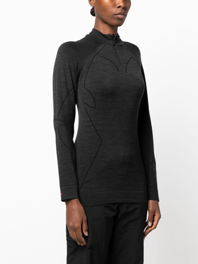 Shop Falke Technical-wool Half-zip Shirt In Black