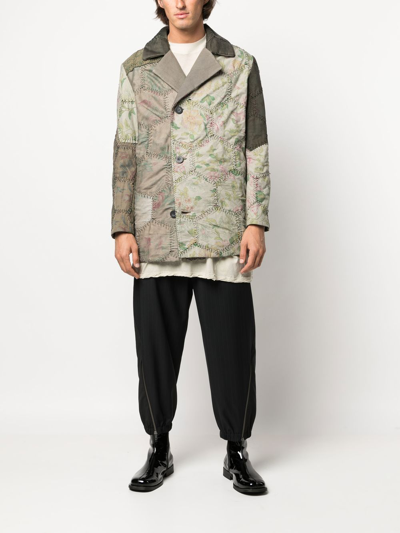 By Walid Green Jacob Quilted Peacoat In Green