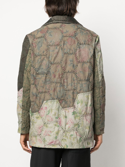 By Walid Green Jacob Quilted Peacoat In Green