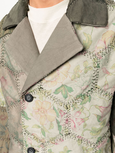 By Walid Green Jacob Quilted Peacoat In Green