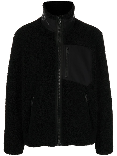 Moose Knuckles Shearling Zip-up Fleece Jacket In Black