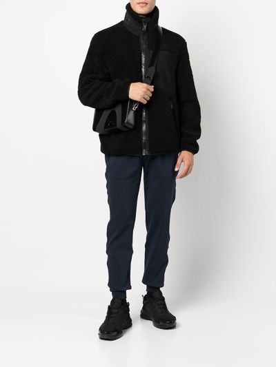 Moose Knuckles Shearling Zip-up Fleece Jacket In Black