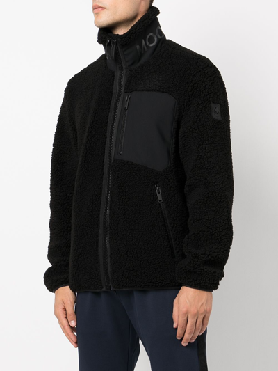 Moose Knuckles Shearling Zip-up Fleece Jacket In Black