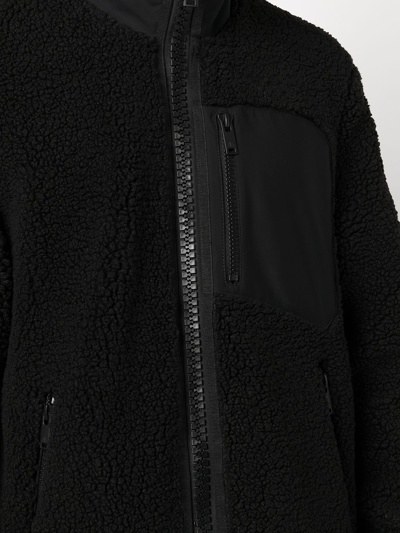 Moose Knuckles Shearling Zip-up Fleece Jacket In Black