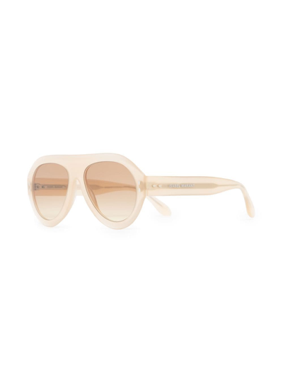 Shop Isabel Marant Eyewear Logo-lettering Round-frame Sunglasses In Brown
