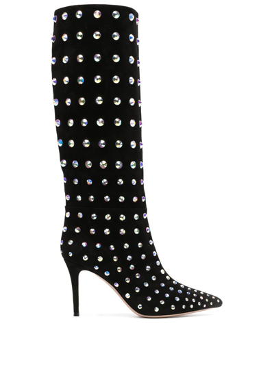 Shop Gianvito Rossi Crystal-embellished 85mm Boots In Schwarz