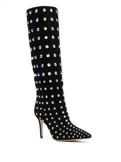 Shop Gianvito Rossi Crystal-embellished 85mm Boots In Schwarz