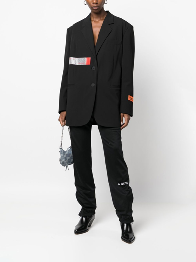 Heron Preston Logo Patch Ruched-ankle Trousers In Schwarz