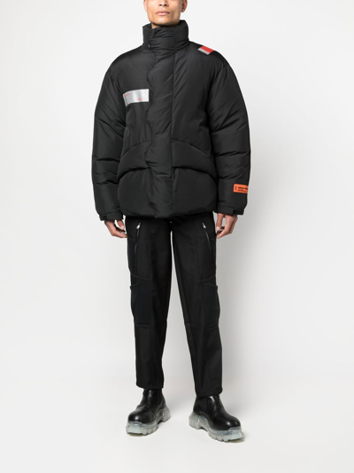 Shop Heron Preston Logo-patch Padded Coat In Schwarz