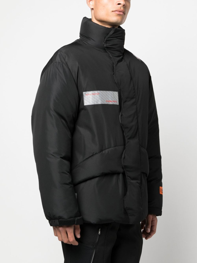 Shop Heron Preston Logo-patch Padded Coat In Schwarz