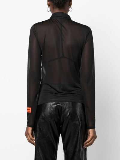 Heron Preston Georgette Ruched Long-sleeve Shirt In Schwarz