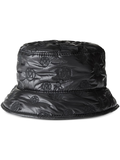 Shop Maison Michel Axel Embroidered-monogram Bucket Hat In Black