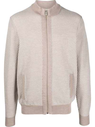 Shop Billionaire Zipped-up Knit Bomber Jacket In Nude