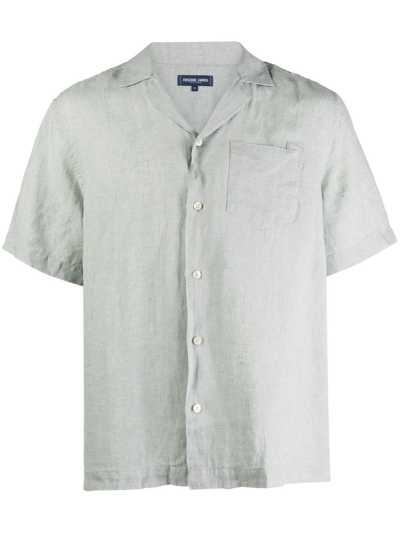 Shop Frescobol Carioca Angelo Patch-pocket Linen Shirt In Green