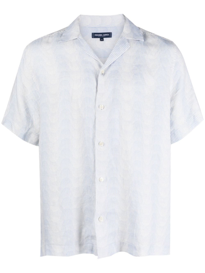 Shop Frescobol Carioca Roberto Striped Linen Shirt In Blue