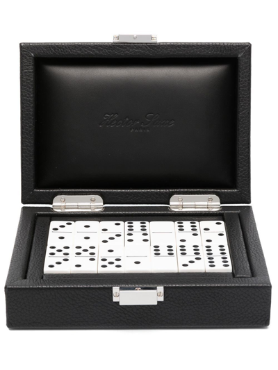 Shop Hector Saxe Leather Box Of Dominos In Schwarz