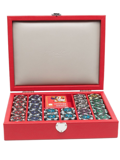 Shop Hector Saxe Leather Poker Set In Red