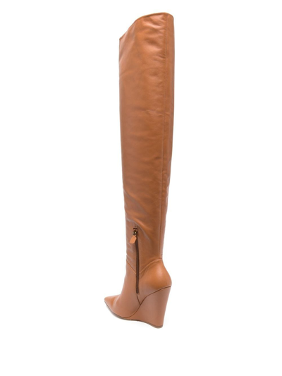 Stuart Weitzman Pointed Leather Knee-high Boots In Brown
