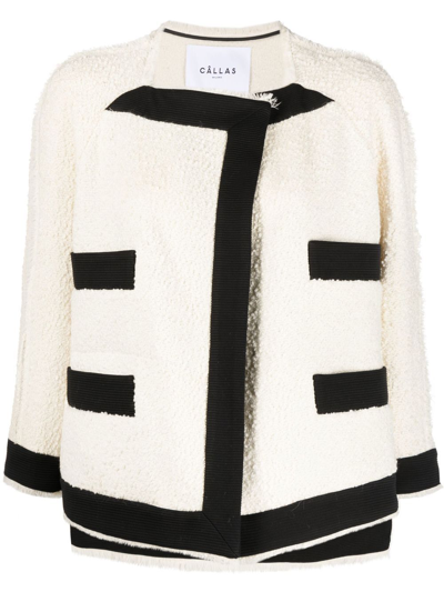 Shop Callas Milano Isabel Two-tone Bouclé Jacket In Weiss
