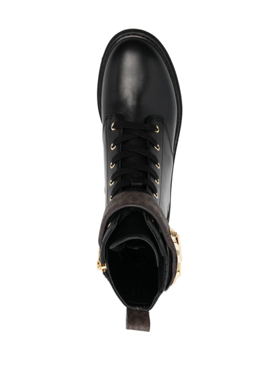 Shop Michael Michael Kors Parker Logo-panelled Ankle Boots In Schwarz