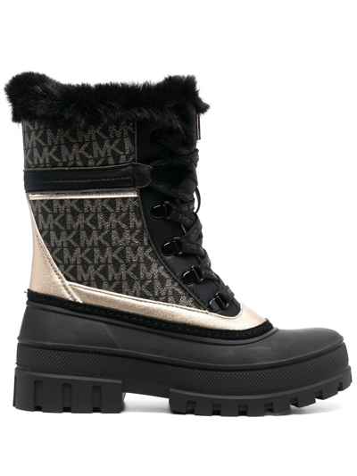 Shop Michael Michael Kors Ozzie Logo-panelled Ankle Boots In Schwarz