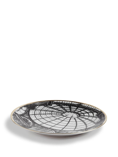 Shop Fornasetti Galleria De Milano Plate In Schwarz