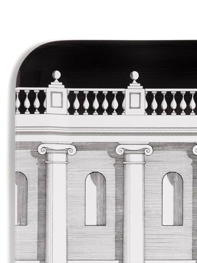 Fornasetti 48cmx60cm Casa Con Colonne Tray In Schwarz