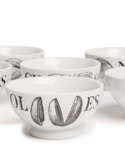 Fornasetti Set Of Six Bowls In Weiss