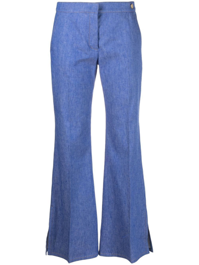Shop Callas Milano Sofia Cropped Flared Jeans In Blau