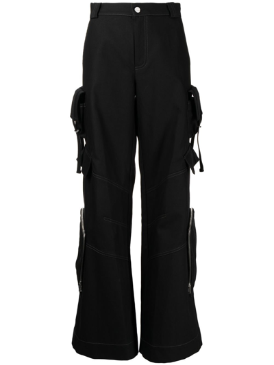 Shop Dion Lee Wide-leg Cargo Trousers In Black