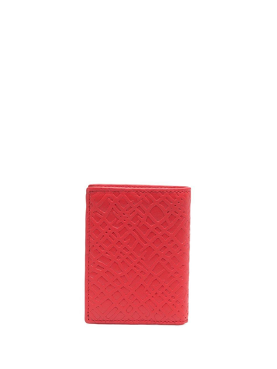 Comme Des Garçons Embossed-pattern Leather Wallet In Rot