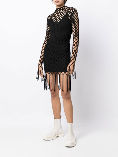 Shop Dion Lee Reef Net Mini Dress In Black