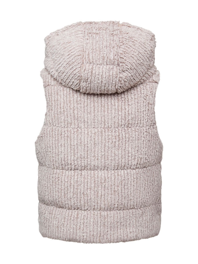 Shop Unreal Fur Ribbed-knit Padded Gilet In Grey