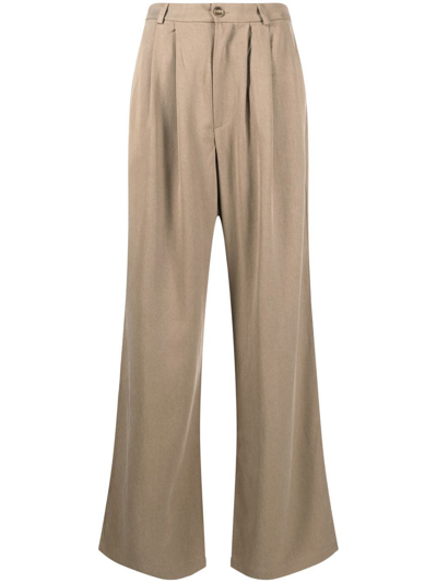 Shop Reformation Mason High-waist Wide-leg Trousers In Neutrals
