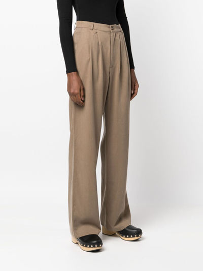 Reformation Mason Wide Leg Trousers In Brown | ModeSens