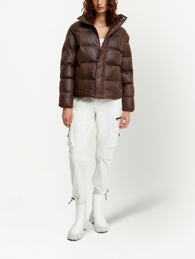 Shop Unreal Fur Crocodile-effect Padded Jacket In Brown