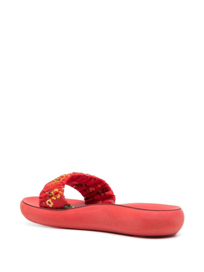 Shop Ancient Greek Sandals Tayegete Bandana-print Slides In Red