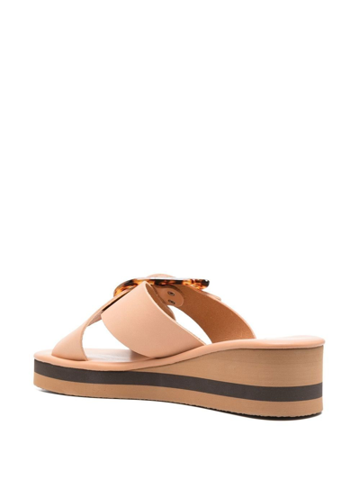 Shop Ancient Greek Sandals Thais Rainbow Wedge Slides In Neutrals