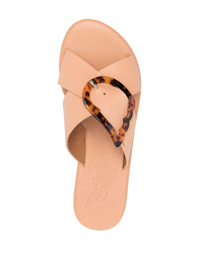 Shop Ancient Greek Sandals Thais Rainbow Wedge Slides In Neutrals