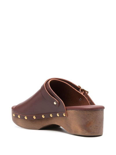 Ancient Greek Sandals Buckled Leather Clogs In Brown