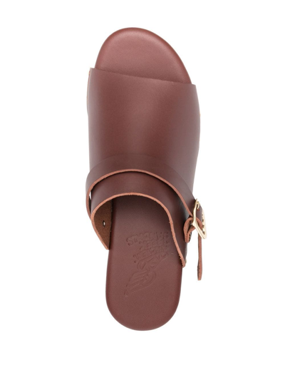 Ancient Greek Sandals Buckled Leather Clogs In Brown