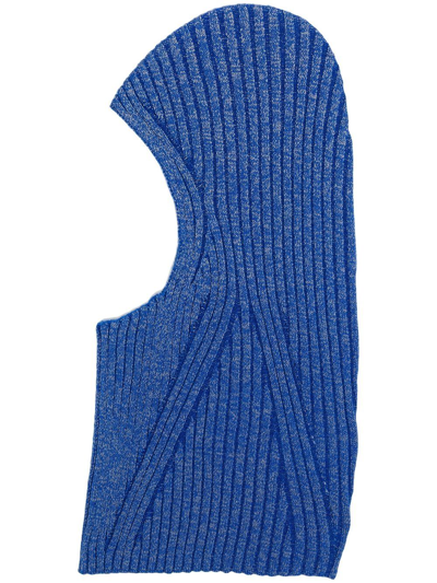 Shop Dion Lee Ribbed-knit Balaclava Beanie In Blue