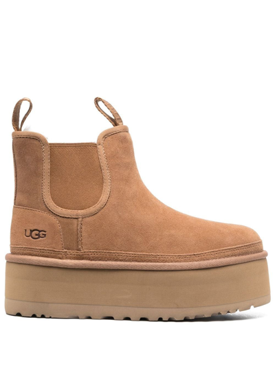 Shop Ugg Classic Mini Platform Ankle Boots In Nude