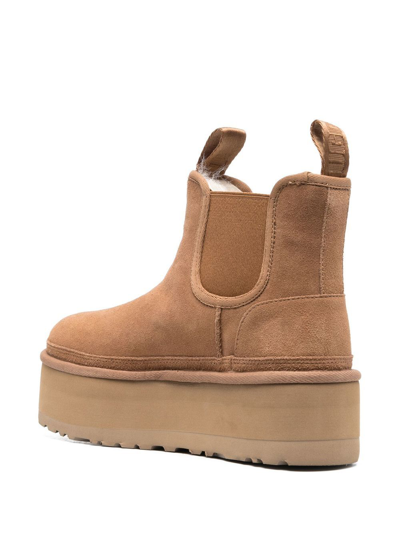 Ugg Neumel Brown Ankle Boots With Platform In Suede Leather In Brown