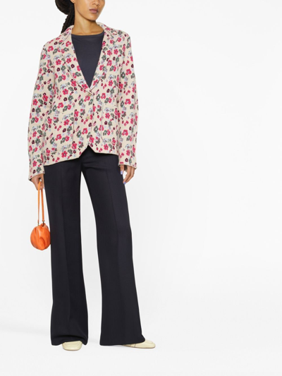 Shop Barrie Floral-jacquard Cardigan In Nude