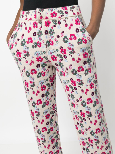 Shop Barrie Floral-jacquard Straight-leg Trousers In Nude