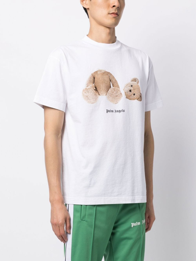 Palm Angels Teddy Bear Logo-print T-shirt In Weiss